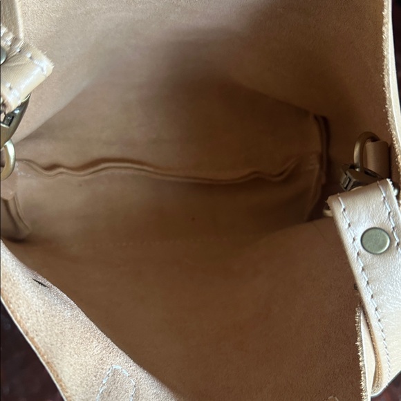 Portland Leather mini crossbody Tote Bag in champagne - Picture 4 of 4
